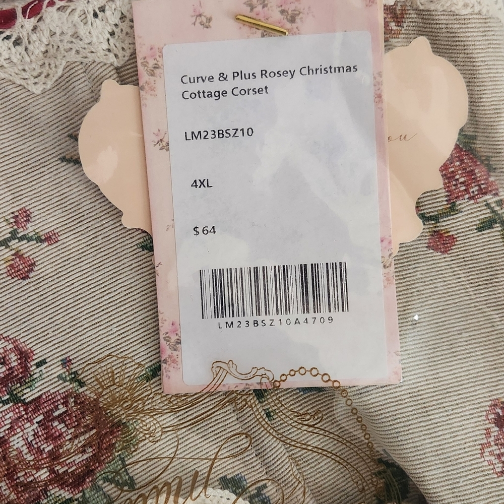 Lacemade Rosey Christmas Cottage Corset Size 4XL - Picture 6 of 6